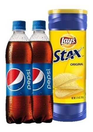 Refresco Pepsi 500 Ml X2 + Papas Fritas Lays Stak 155 Gr