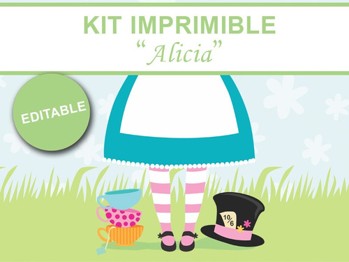 Kit Imprimible Editable Alicia En El País De Las Maravillas