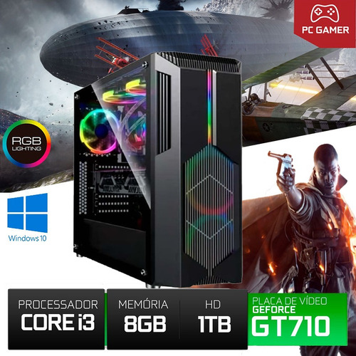 Cpu Gamer Intel I3 8gb Ram 1tb 2 Gb De Video Gt 710 Só Hoje