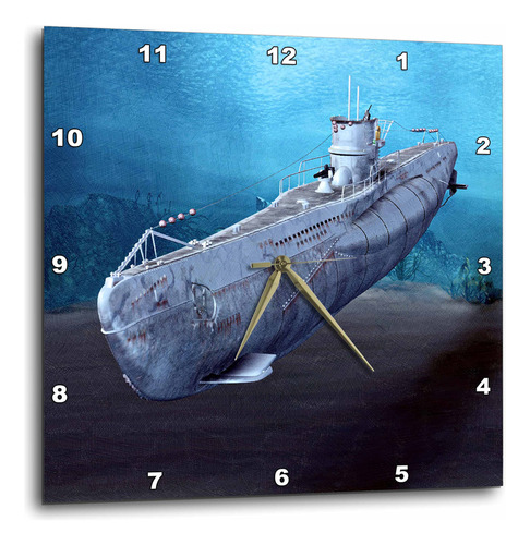 3drose Dpp__1 Reloj De Pared Submarino Militar, 10 Por 10 P.