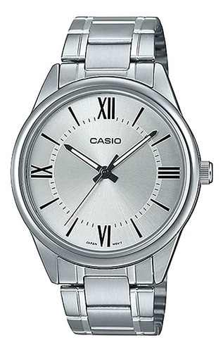 Reloj Casio Hombre Mtp-v005d-7b5 Color De La Malla Plateado Color Del Bisel Plateado Color Del Fondo Plateado