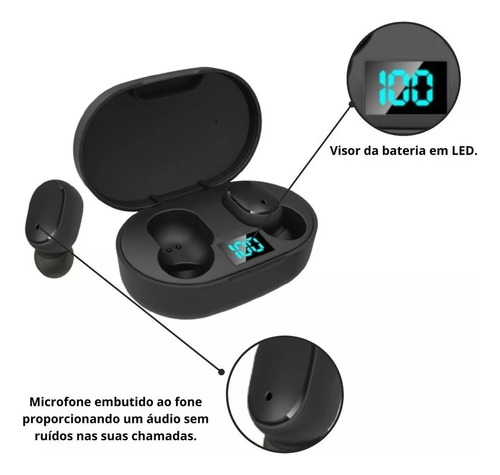 ... Fones De Ouvido Sem Fio Bluetooth Com Microfone Tws Pair