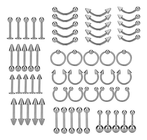 60 Unids/set De Anillo De Nariz De Acero Inoxidable