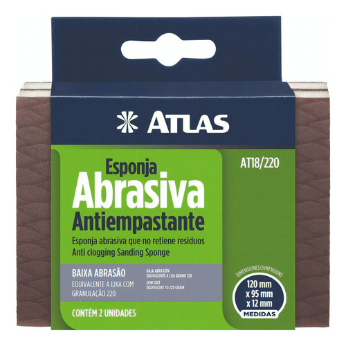 Esponja Abrasiva Atlas 120x95 Abrasao Alta At18/220