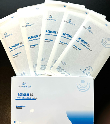Curativo De Carvão Ativ C/ Prata Acticare Ag 10,5x20 - 5un
