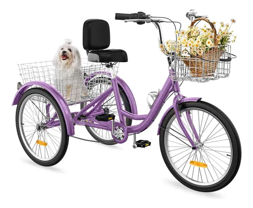 Triciclo De 24 Pulgadas 7 Velocidades Para Adultos – Con Cesta Y Cap. 120kg