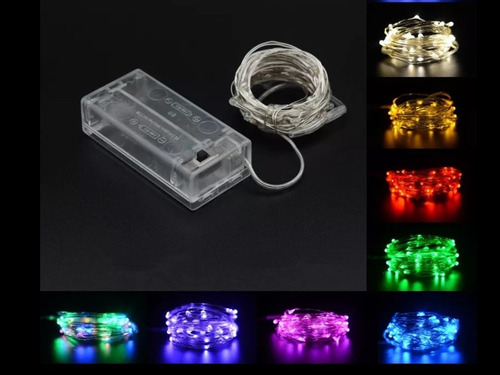 Alambre Micro 40 Led 2m Pilas Hilo Luz Hada Colores Supli