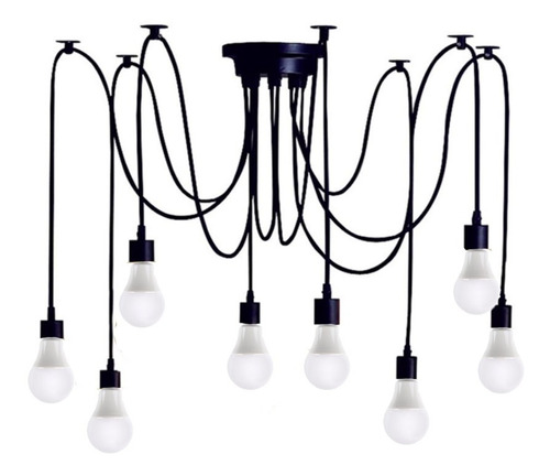 Vintage Lámpara Colgante D Techo 8 Cabezas Diseño Con Focos