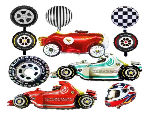 Globos Metalicos Carros Formula Uno Auto Carreras Casco F1