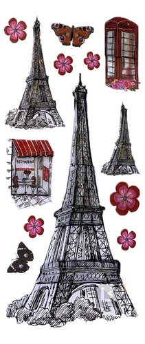 Pegatinas Pared Diseño Torre Eiffel 3d Para El Hogar 13 Pz. 