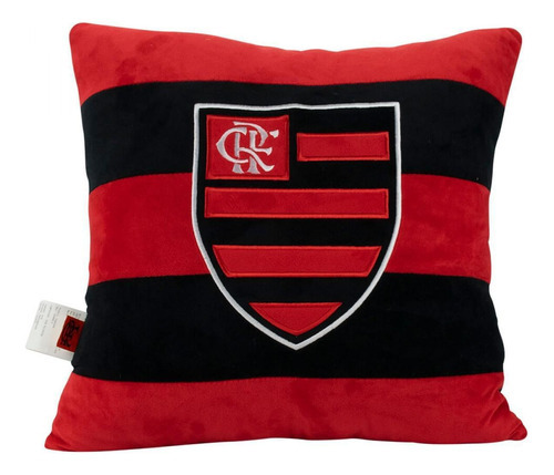 Almofada Fibra Quadrada Escudo Time Flamengo 16x36x36 Cm Cor Vermelho