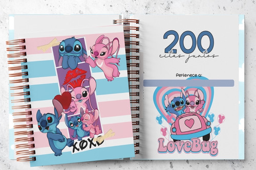 Libreta, Planner 100 Citas Juntos/200 Citas Stitch Personali