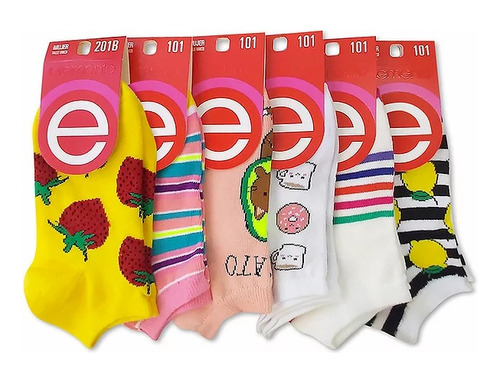 Pack 12 Pares De Medias Elemento Soquetes Cortos Estampados 