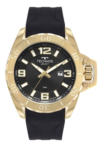 Relógio Masculino Technos Legacy Preto  Cor da correia Dourado