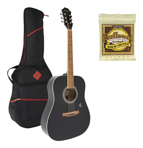 Kit Guitarra EpiPhone Dr100 Bk Con Funda Y Encordado Gratis