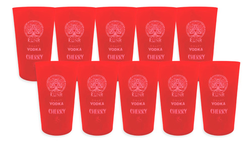 Vaso De Plástico Rojo Runa Craft Vodka Cherry 400ml Caja X10