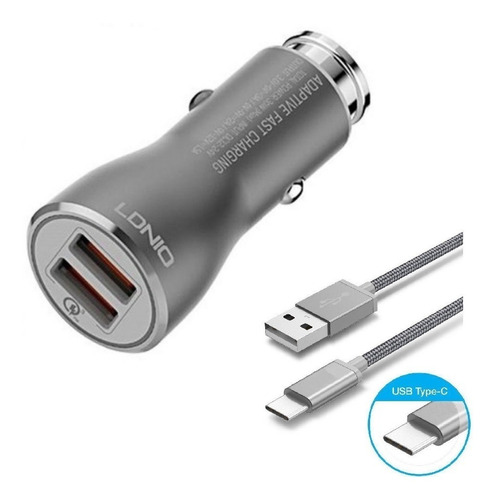 Carregador Veicular Usb Turbo Qualcomm 3.0 Cabo Type C C407q