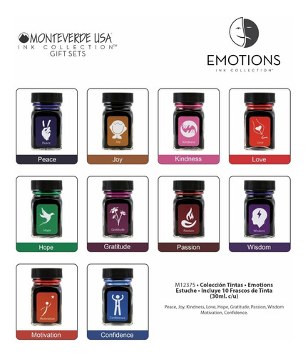 Set 10 Frascos 30ml Tinta Monteverde® Colección Emotions