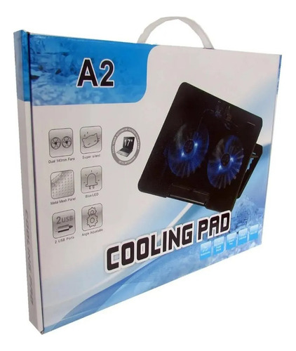 Cooler Laptop 2 Ventilador Maya Aluminio 5 Niveles Ajustable