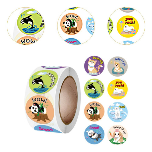 * 500 Pegatinas Redondas De Animales For Decoración, A