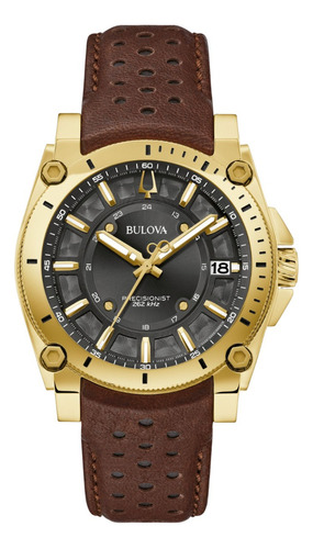 Reloj Bulova Precisionist- Icon Original 97b216 Color de la correa Marrón Color del bisel Amarillo Color del fondo Negro