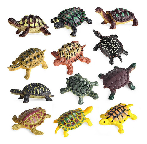12/conjunto De Plástico Realista Para Tartarugas De Animais