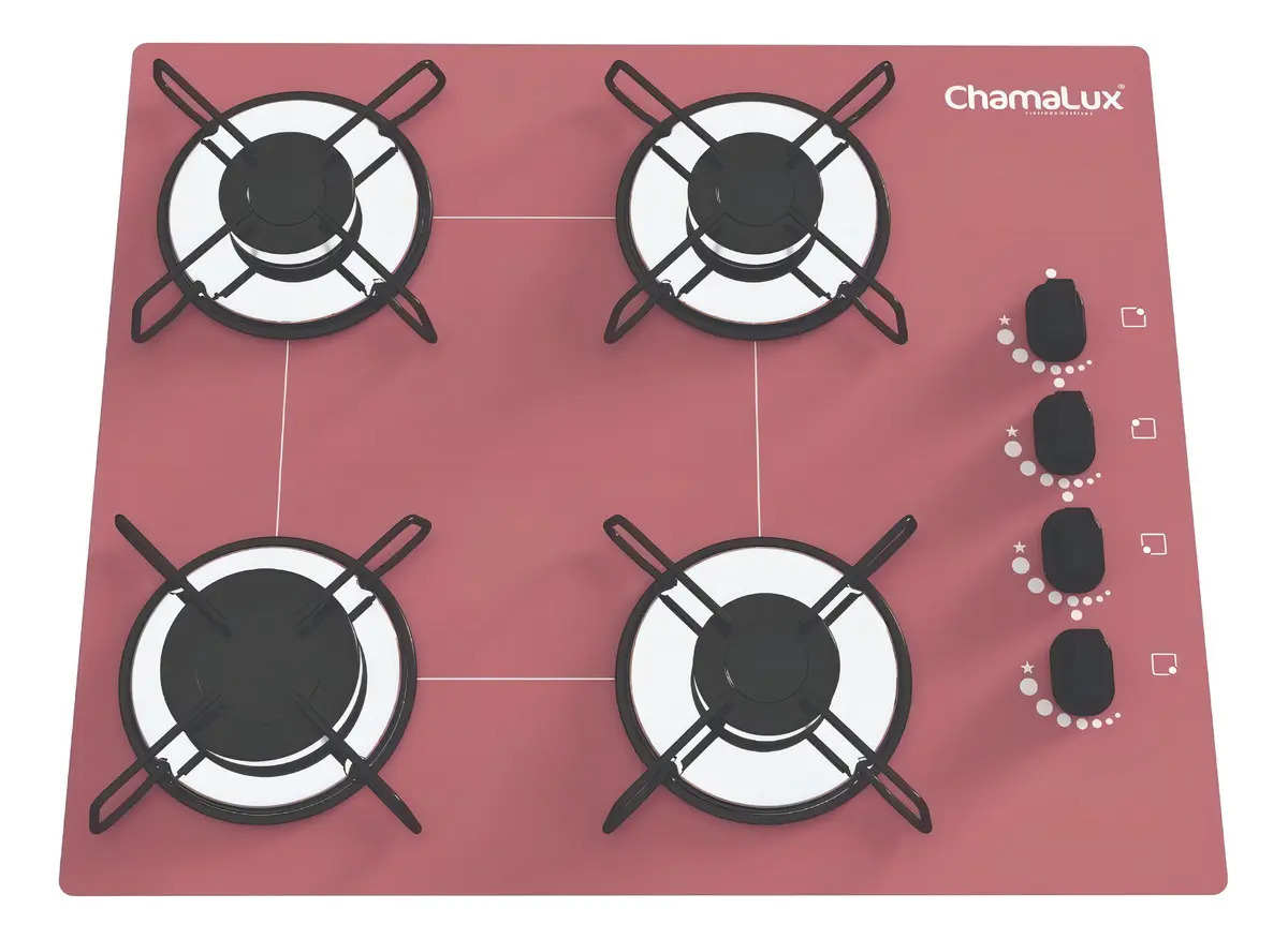 Chamalux Gas Cooktop, 4 Burners, Black