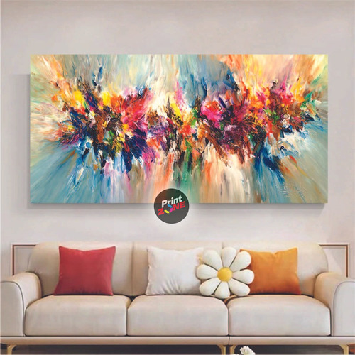 Cuadro Canvas Decora Abstracto Sala Comedor 140x70 Cml2 Color Multicolor