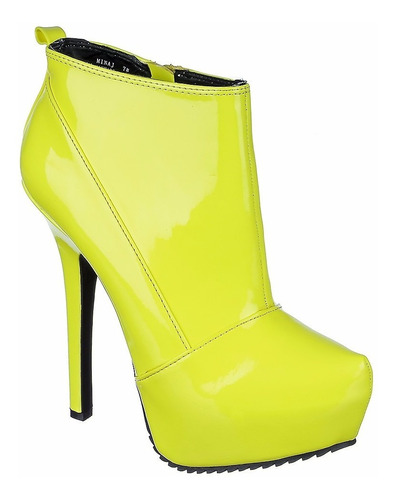 Botines Botas Taco Plataforma Alta Neon Amarillo 7 37 Pedido