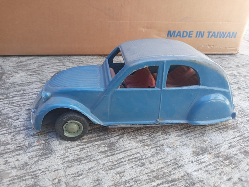 Citroen 2cv Sanz Plastico Duro Juguete Antiguo 21 Largo Azul