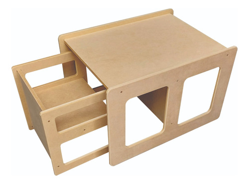 Combo Mesa Xl Y Silla Evolutiva Montessori Para Chicos Mdf