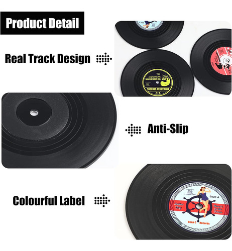 Posavasos Vinilo Retro Vintage 6 Unidades Lomimos