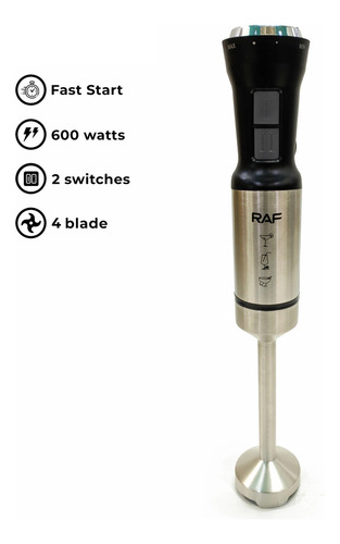 Batidor De Mano Batidora De Inmersión 600w Raf R.294 Plata
