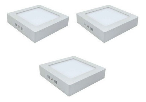 Pack 3 Foco Panel Plafon Sobrepuesto Cuadrado 24w Luz Fria