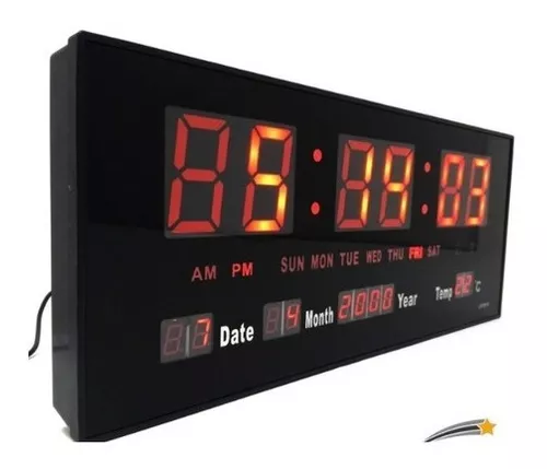 Reloj de pared digital LED moderno grande Fecha Temperatura 24 o 12 horas  Oficina