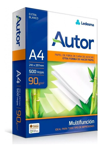 Resma Autor A4 90 Gr Paquete X 500 Hojas