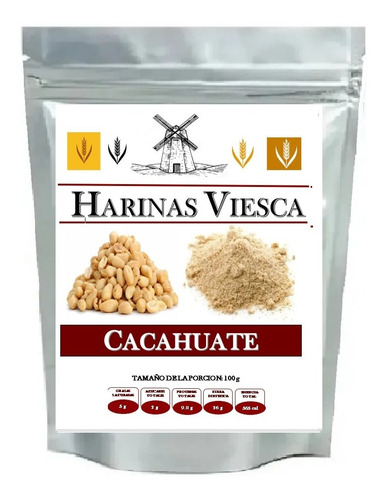 1 Kg De Harina De Cacahuate Natural Excelente Calidad 