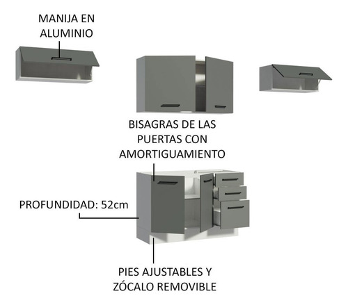 Cocina Integral Completa Modular Madesa Agata 280cm Bg 02