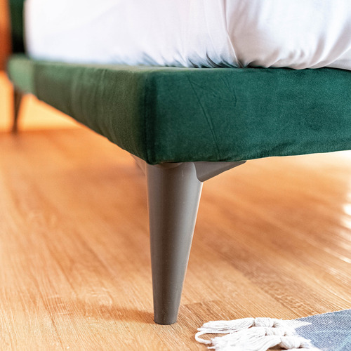 Cama Individual Roomi Livy Base Plegable Y Cabecera Color Verde Velvet