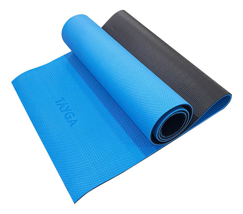 Tapete Para Ejercicio Yoga Mat 6 Mm Gym Azul/negro Correa Color Azul