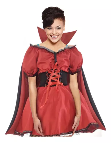 fantasia vampira infantil de luxo com capa removível para Halloween