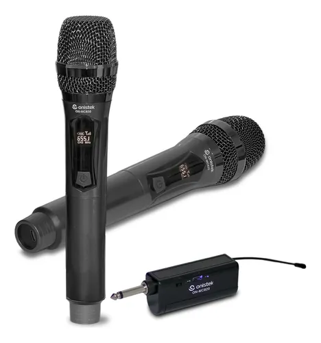 comprar Kit 2 Microfones Sem Fio Dinâmico Recarregável Tela Digital