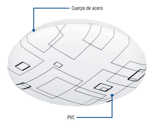 Imagen 2 de 6 de Plafón Redondo Decorativo Cuadros 8 W Led Volteck 43176