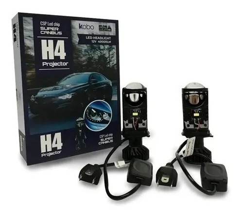 Kit De Led Canbus H4 Con Proyector Lupa 12v (alta Y Baja) 