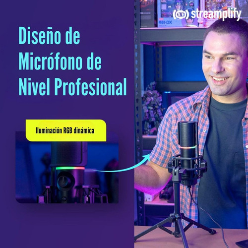 Micrófono Streamplify Mic TriPod Rgb Cardioide (con Trípode)
