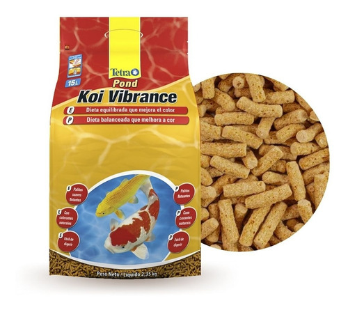 Ração Para Peixe Tetra Pond Koi Vibrance 15l 2350g