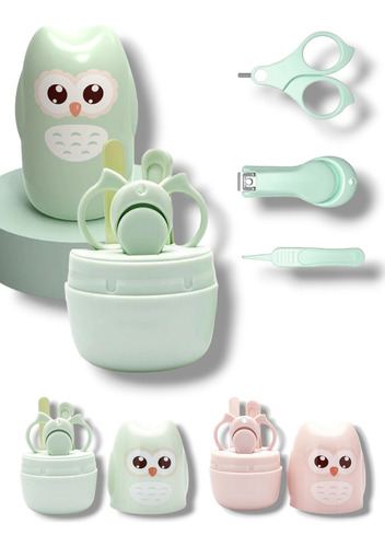 Kit Para El Cuidado Limpieza De Uñas Del Bebé Cortauñas Color Verde Claro