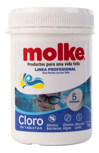 Cloro En Tabletas Molke Para Piscinas Pote 1k