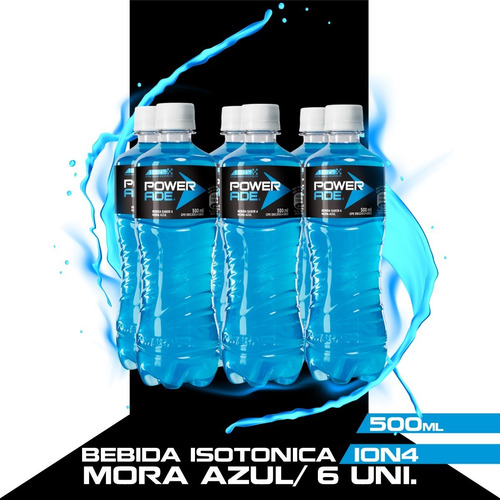 Isotónico Powerade Mora Azul Pet 500ml 6 Unidades.