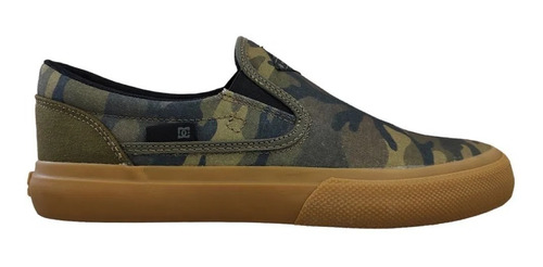 Zapatillas Dc Shoes Mod Trase Slip On Verde Camuflado Marron